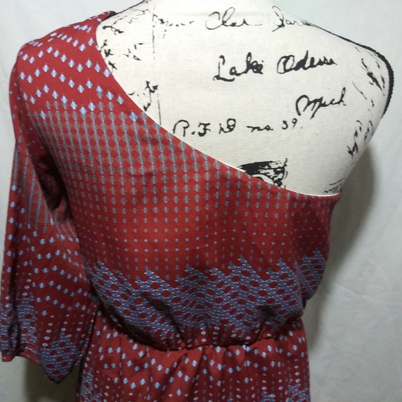 Needle & Thread Red blue off shoulder dress 👗 - Picture 4 of 7